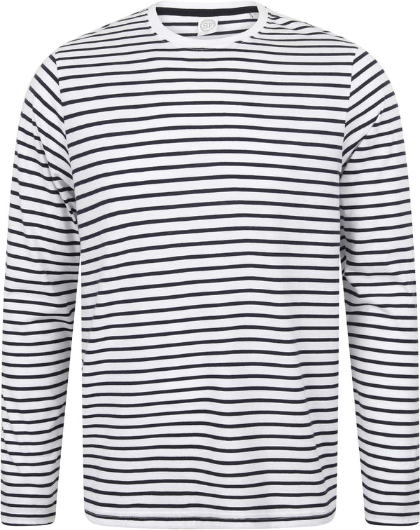 T-shirt às riscas de manga comprida-Branco / Oxford Azul Marinho-XXS-RAG-Tailors-Fardas-e-Uniformes-Vestuario-Pro