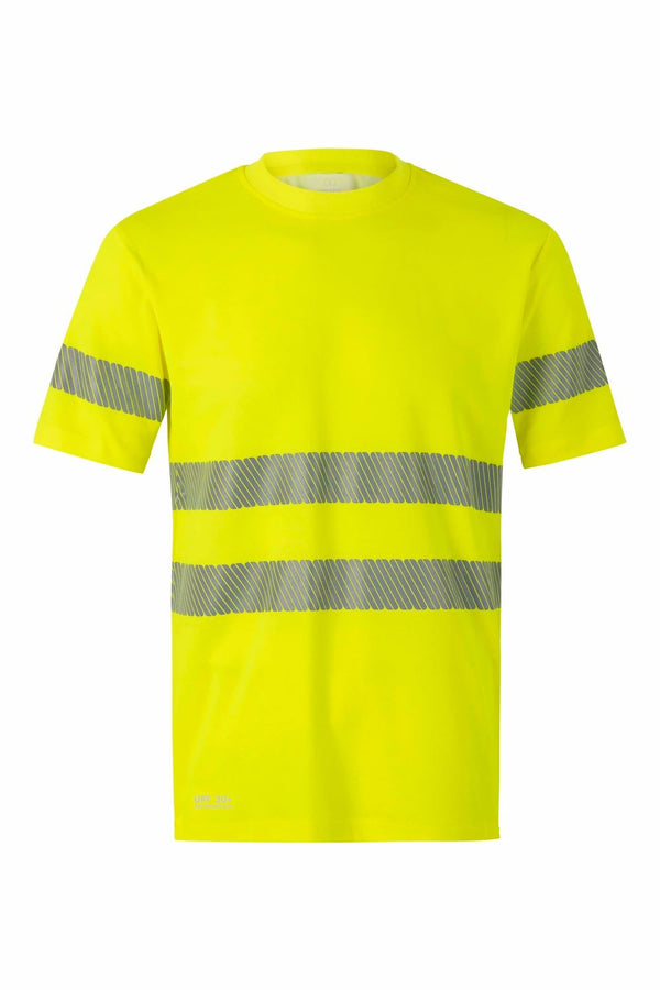 T-shirt de Algodão de Alta Visibilidade com Faixas Segmentadas-Amarelo Fluorescente - 20-S-RAG-Tailors-Fardas-e-Uniformes-Vestuario-Pro