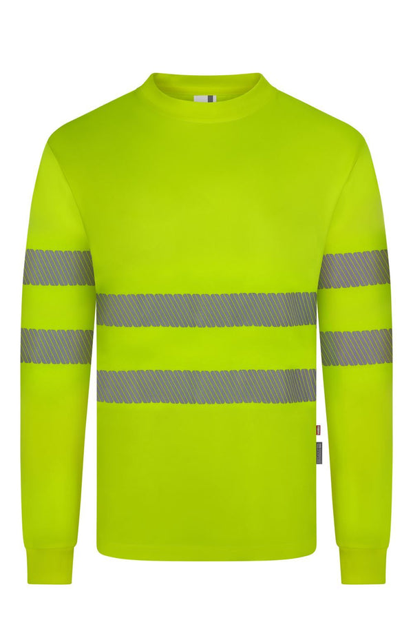T-shirt de Alta Visibilidade em Poliéster Reciclado de Manga Comprida com Faixas Refletoras Segmentadas-Amarelo Fluorescente - 20-XS-RAG-Tailors-Fardas-e-Uniformes-Vestuario-Pro