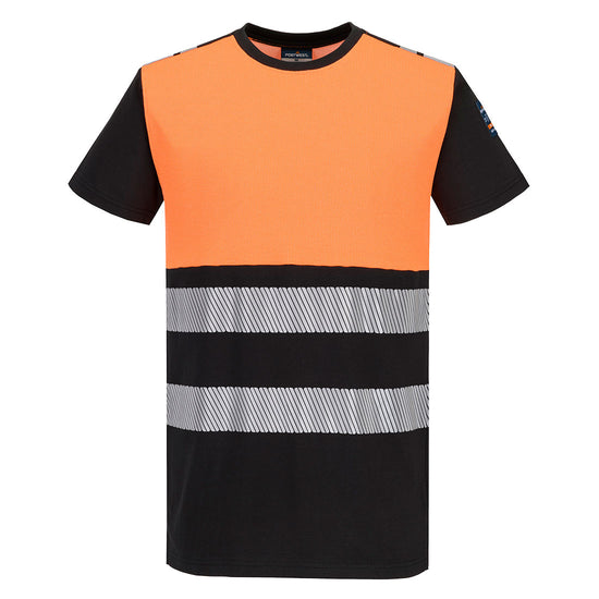 T-shirt de Manga Curta PW3 Modaflame Knit HVO Classe 1 FR-Laranja/preto-XS-RAG-Tailors-Fardas-e-Uniformes-Vestuario-Pro