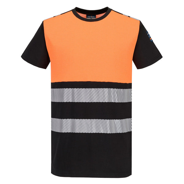 T-shirt de Manga Curta PW3 Modaflame Knit HVO Classe 1 FR-Laranja/preto-XS-RAG-Tailors-Fardas-e-Uniformes-Vestuario-Pro