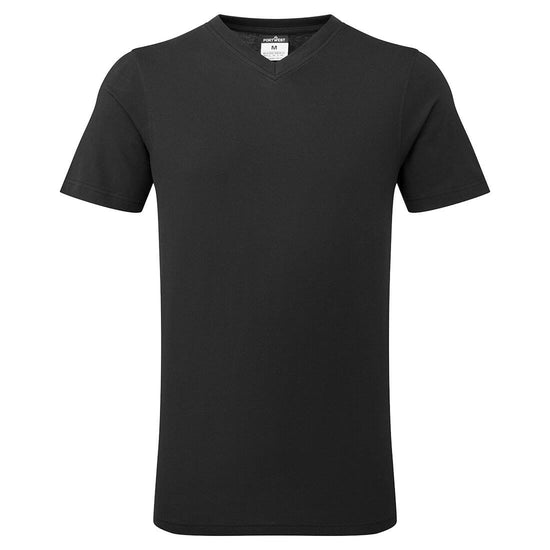 T-shirt de algodão com decote em V-Preto-L-RAG-Tailors-Fardas-e-Uniformes-Vestuario-Pro