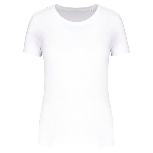 T-shirt de desporto de senhora Triblend com decote redondo-White-XS-RAG-Tailors-Fardas-e-Uniformes-Vestuario-Pro