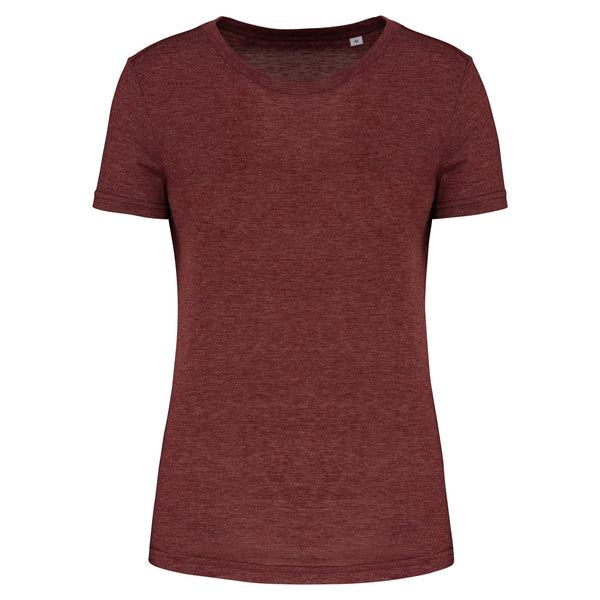 T-shirt de desporto de senhora Triblend com decote redondo-Wine Heather-XS-RAG-Tailors-Fardas-e-Uniformes-Vestuario-Pro