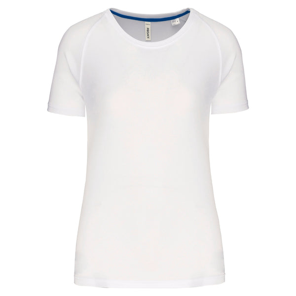 T-shirt de desporto de senhora de material reciclado com decote redondo-White-XS-RAG-Tailors-Fardas-e-Uniformes-Vestuario-Pro