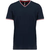 T-shirt de homem em malha piqué com decote V-Azul Marinho / Vermelho / Branco-S-RAG-Tailors-Fardas-e-Uniformes-Vestuario-Pro