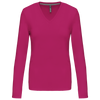 T-shirt de manga comprida decote em V para senhora-Fuchsia-S-RAG-Tailors-Fardas-e-Uniformes-Vestuario-Pro