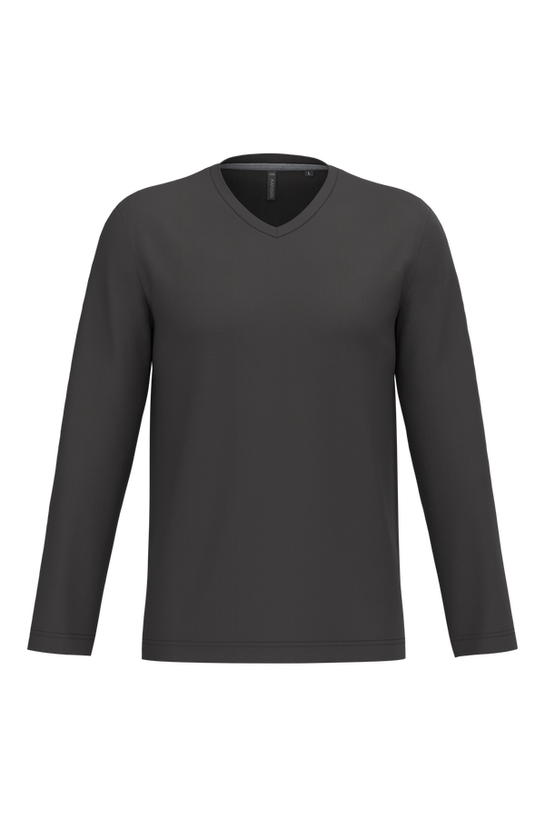 T-shirt manga comprida e decote V-Dark Grey-S-RAG-Tailors-Fardas-e-Uniformes-Vestuario-Pro
