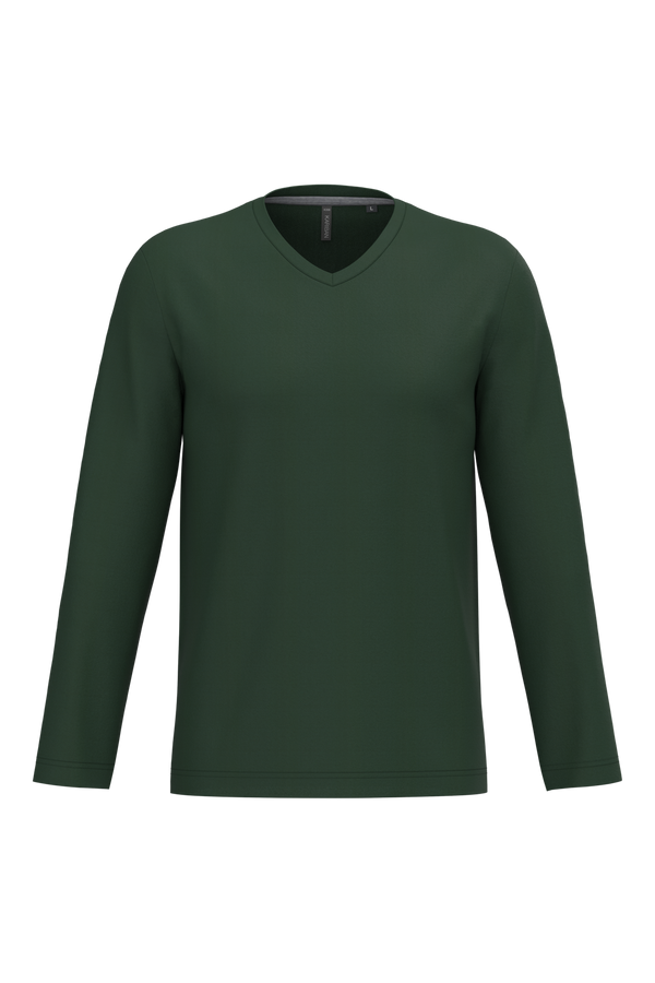 T-shirt manga comprida e decote V-Forest Green-S-RAG-Tailors-Fardas-e-Uniformes-Vestuario-Pro