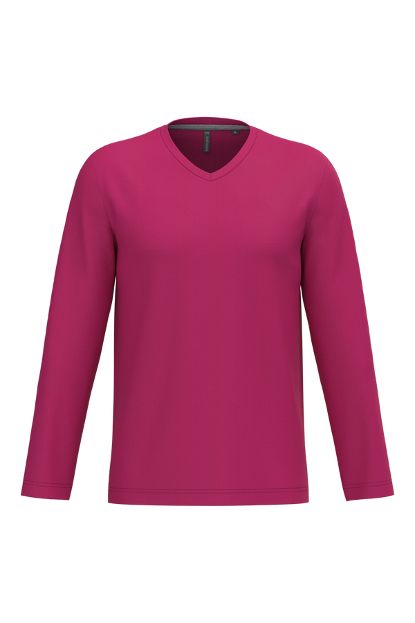 T-shirt manga comprida e decote V-Fuchsia-S-RAG-Tailors-Fardas-e-Uniformes-Vestuario-Pro