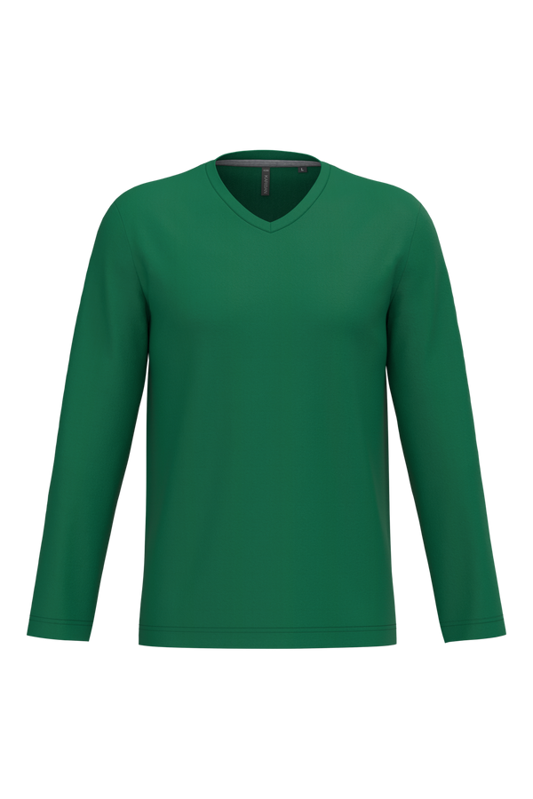 T-shirt manga comprida e decote V-Kelly Green-S-RAG-Tailors-Fardas-e-Uniformes-Vestuario-Pro