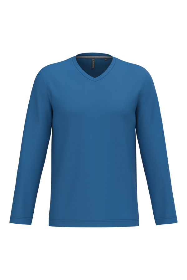 T-shirt manga comprida e decote V-Light Royal Blue-S-RAG-Tailors-Fardas-e-Uniformes-Vestuario-Pro