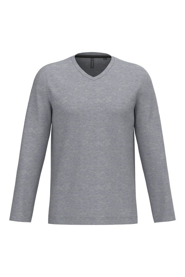 T-shirt manga comprida e decote V-Oxford Grey-S-RAG-Tailors-Fardas-e-Uniformes-Vestuario-Pro