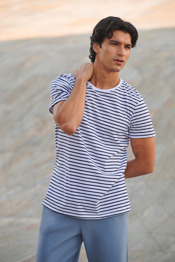 T-shirt unissexo às riscas-RAG-Tailors-Fardas-e-Uniformes-Vestuario-Pro