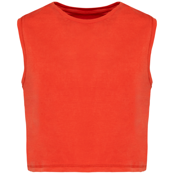 Top Curto Sem Mangas de Senhora em Algodão Biológico-Páprica Lavado-XS-RAG-Tailors-Fardas-e-Uniformes-Vestuario-Pro