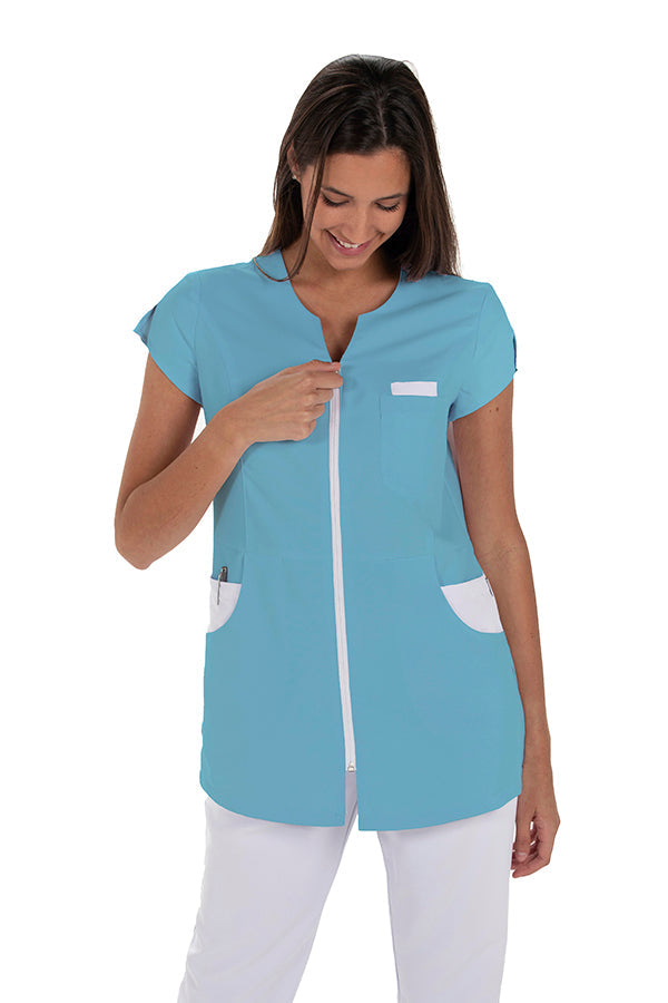 Túnica Alabama feminina m\curta-Azul Celeste-XS / (SP)-RAG-Tailors-Fardas-e-Uniformes-Vestuario-Pro