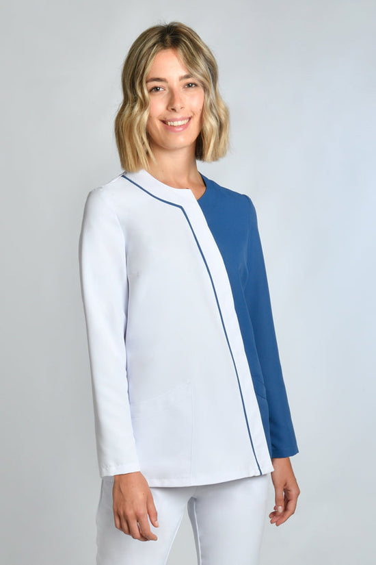 Túnica Colmar m\comprida microfibra-Branco / Azul-XS / (SP)-RAG-Tailors-Fardas-e-Uniformes-Vestuario-Pro