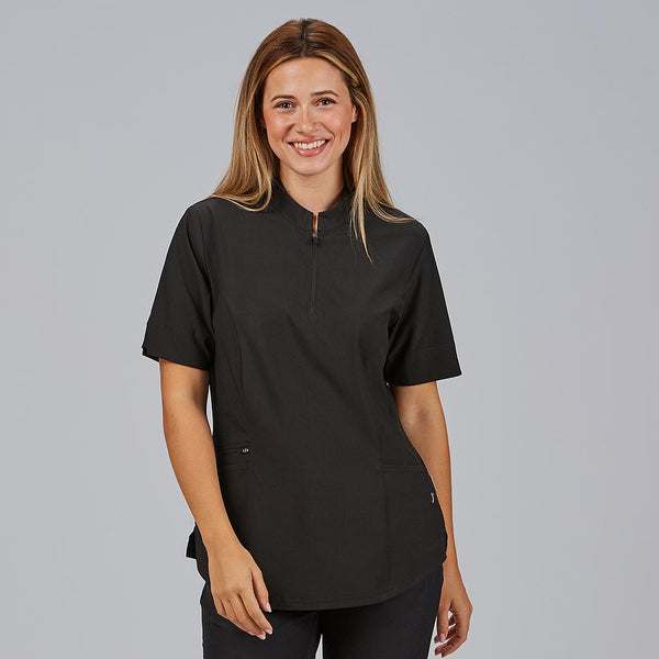 Túnica Mulher com Fecho Decote M/C Mara-Preto - 001-XS-RAG-Tailors-Fardas-e-Uniformes-Vestuario-Pro