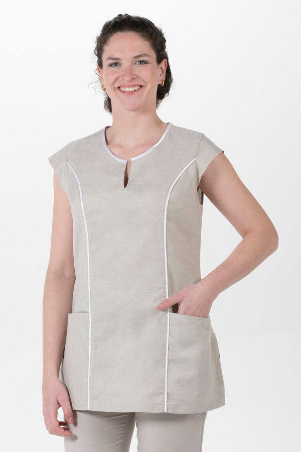 Tunica Palma Senhora m\curta-Beje-XS / (SP)-RAG-Tailors-Fardas-e-Uniformes-Vestuario-Pro