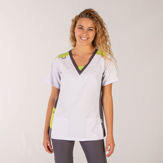 Túnica Senhora Microfibra Elastik Leonor-Branca/Lima-XS-RAG-Tailors-Fardas-e-Uniformes-Vestuario-Pro