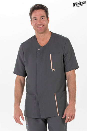 Túnica Toledo m\curta Masc.-Cinzento Pêssego - 584-S / (P)-RAG-Tailors-Fardas-e-Uniformes-Vestuario-Pro