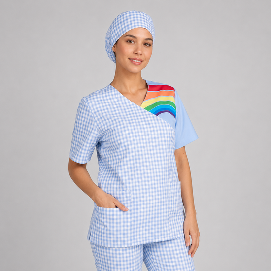 Túnica Unissexo Arco Iris Tecido Antibacteriano-Azul Celeste-XS-RAG-Tailors-Fardas-e-Uniformes-Vestuario-Pro