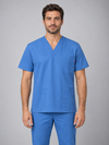 Túnica Unissexo Stretch Manga Curta-AZUL CELESTE - 05-XS-RAG-Tailors-Fardas-e-Uniformes-Vestuario-Pro