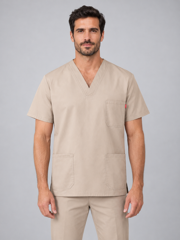 Túnica Unissexo Stretch Manga Curta-Bege-XS-RAG-Tailors-Fardas-e-Uniformes-Vestuario-Pro