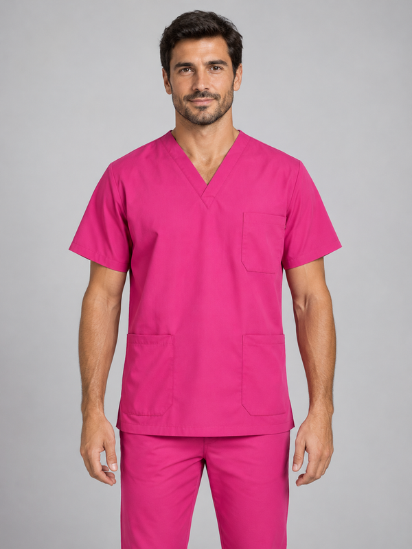 Túnica Unissexo Stretch Manga Curta-Rosa-XS-RAG-Tailors-Fardas-e-Uniformes-Vestuario-Pro