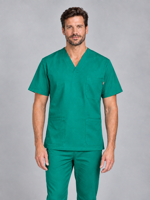 Túnica Unissexo Stretch Manga Curta-Verde-XS-RAG-Tailors-Fardas-e-Uniformes-Vestuario-Pro