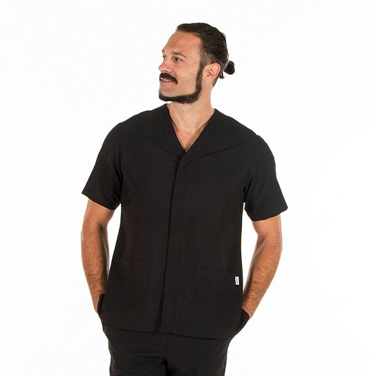 Túnica de Homem Microfibra NESTOR m/curta-Preto - 001-XS-RAG-Tailors-Fardas-e-Uniformes-Vestuario-Pro