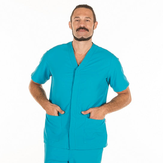 Túnica de Homem Microfibra NESTOR m/curta-Turquesa - 115-XS-RAG-Tailors-Fardas-e-Uniformes-Vestuario-Pro
