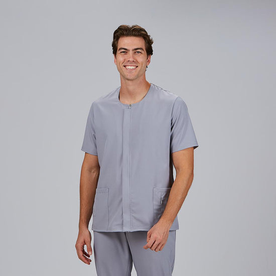Túnica de Homem com Fecho e Decote em Caixa M/C JOAN-Cinzento Pérola - 117-XS-RAG-Tailors-Fardas-e-Uniformes-Vestuario-Pro