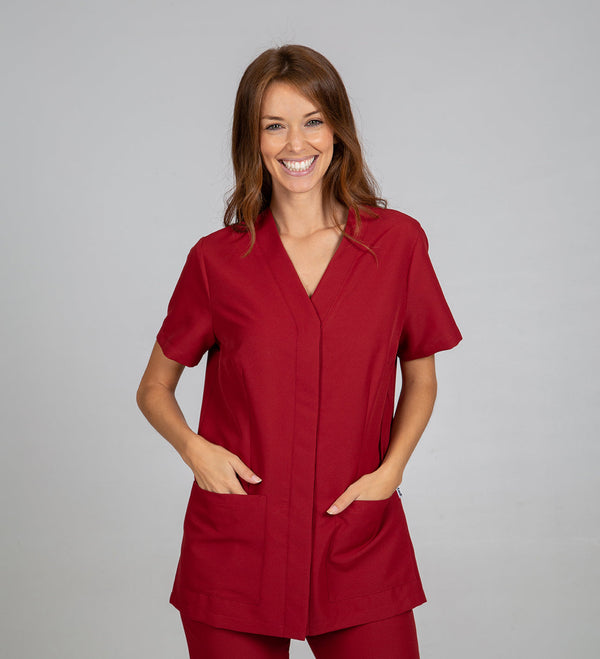 Túnica de Senhora Microfibra AITANA m/curta-Bordeaux - 112-XS-RAG-Tailors-Fardas-e-Uniformes-Vestuario-Pro