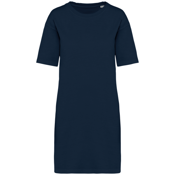 Vestido T-shirt Eco-responsável com Aspeto Lavado Senhora-Azul Marinho Lavado-XS-RAG-Tailors-Fardas-e-Uniformes-Vestuario-Pro