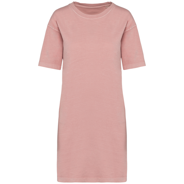 Vestido T-shirt Eco-responsável com Aspeto Lavado Senhora-Rosa Pétala Lavado-XS-RAG-Tailors-Fardas-e-Uniformes-Vestuario-Pro