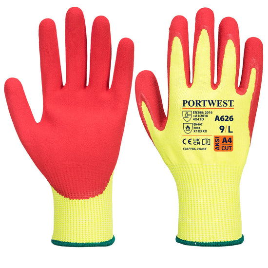 Vis-Tex Cut D13 Luva anti-corte de nitrilo-Amarelo/Vermelho-S-RAG-Tailors-Fardas-e-Uniformes-Vestuario-Pro