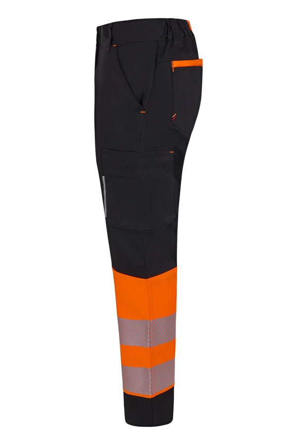 Calças Stretch recicladas bicolor com faixas segmentadas para mulher-RAG-Tailors-Fardas-e-Uniformes-Vestuario-Pro