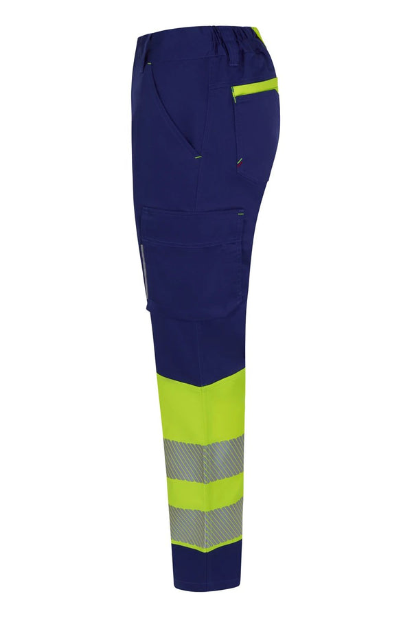 Calças Stretch recicladas bicolor com faixas segmentadas para mulher-RAG-Tailors-Fardas-e-Uniformes-Vestuario-Pro