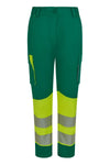Calças Stretch recicladas bicolor com faixas segmentadas para mulher-Verde/amarelo Fluorescente - 02/20-XS-RAG-Tailors-Fardas-e-Uniformes-Vestuario-Pro