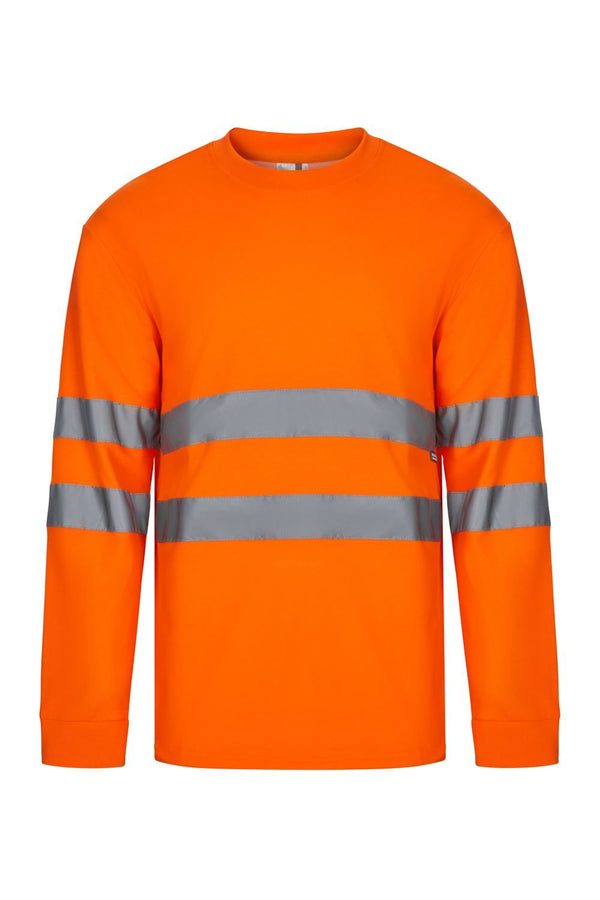 T-shirt de Alta Visibilidade em Algodão de Manga Comprida-Laranja Fluorescente - 19-S-RAG-Tailors-Fardas-e-Uniformes-Vestuario-Pro