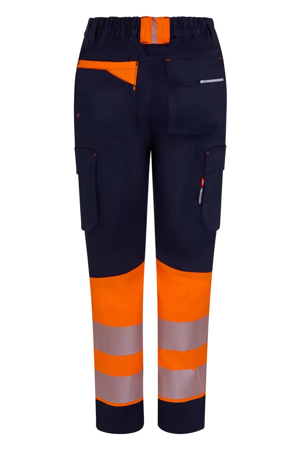 Calças Stretch recicladas bicolor com faixas segmentadas para mulher-RAG-Tailors-Fardas-e-Uniformes-Vestuario-Pro