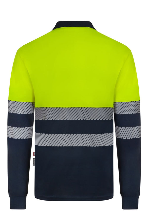 Polo de Trabalho em Poliéster Reciclado Bicolor de Manga Comprida com Fitas Refletoras Segmentadas-RAG-Tailors-Fardas-e-Uniformes-Vestuario-Pro